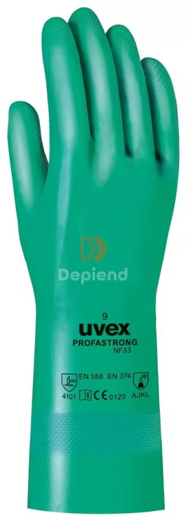 - U60122 Uvex Profastrong vegyszerálló zöld nitrilkesztyű
