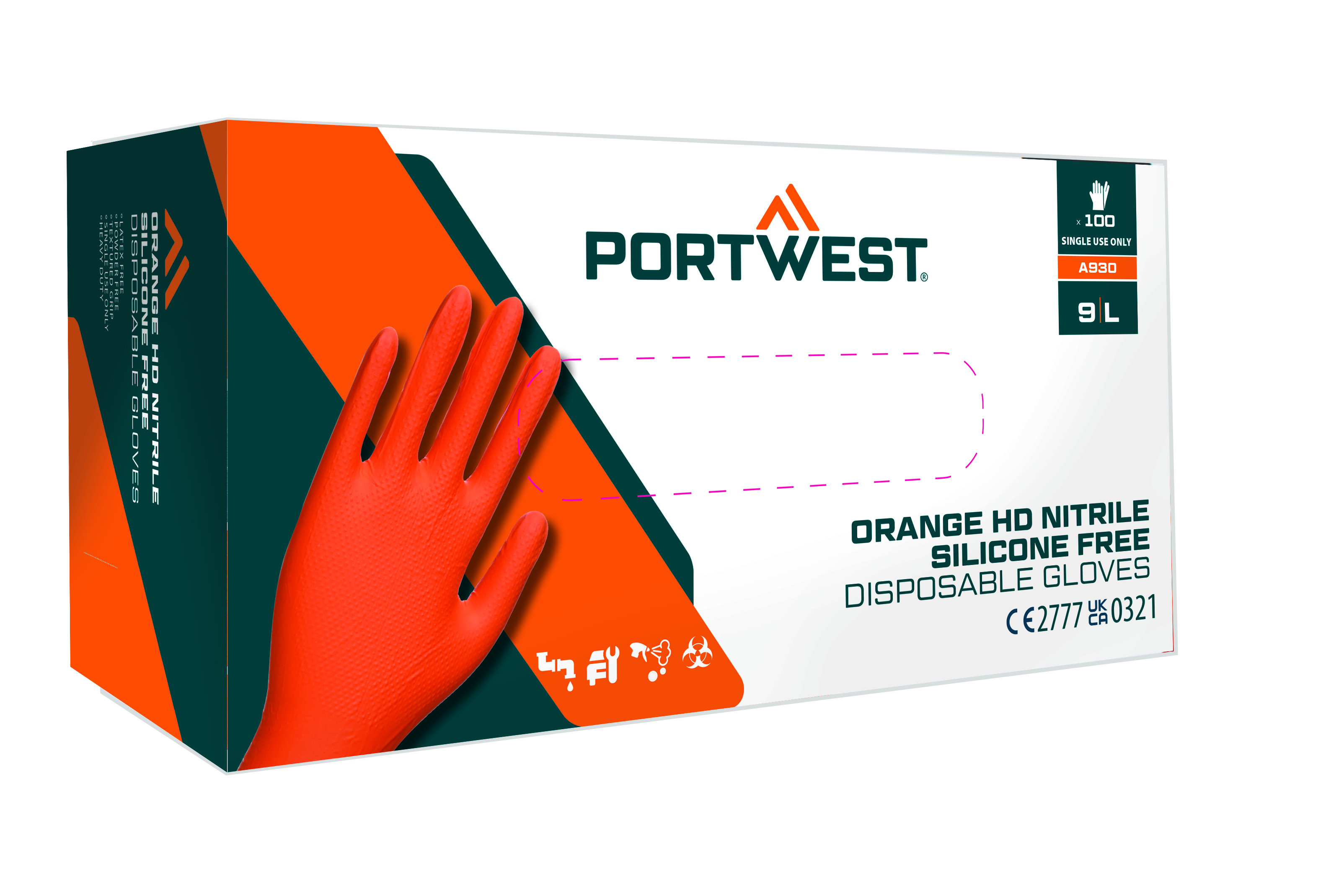 Portwest A930 Orange HD nitril védőkesztyű
