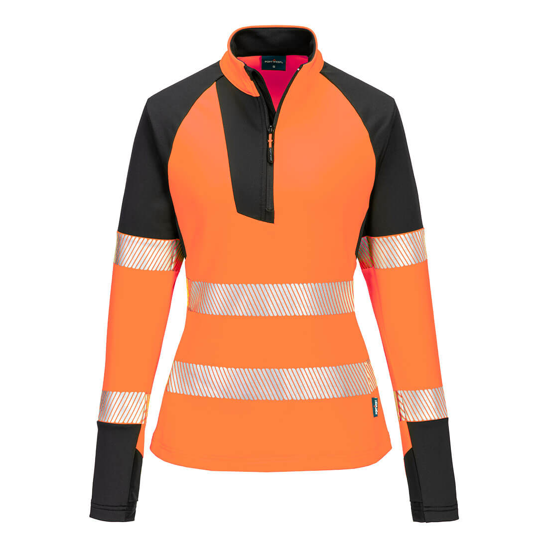 T173 Portwest PW3 Hi-Vis női 1/4 cipzáras pulóver
